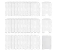 PH PandaHall 30 Packs 2 Sided Clear Badge Holder Plastic Badge Holder ID Card Case, Id Card Holders Vertical and Horizontal ID Access Rigid Badges Protector for 2 Cards, 3.4x2.2