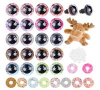 PH PandaHall 30 Pairs Snowflake Safety Eyes for Crocheting, 10 Colors Glitter Craft Eyes 18mm Resin Amigurumi Eyes Stuffed Animal Eyes with Washers for Teddy Bear, Amigurumi Craft, Plush Animal