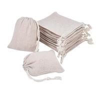 PH PandaHall 30 pcs 9x8cm Rectangle Cotton Packing Pouches Drawstring Bags Jewellery Pouches Bags Drawstring Bags Gift Bags, Floral White
