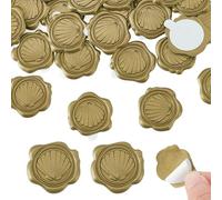 PH PandaHall 30 Pcs Self Adhesive Wax Seal Stickers for Wedding Invitation Party Sea Shell Stickers Envelope Seal Stickers for Christmas Valentine's Day Birthday Scrapbooking, 2.8cm (Dark Goldenrod)