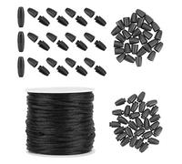 PH PandaHall 30 Set Black 24mm Plastic Break Away Safety Clasp Buckle with 10m Nylon Braided String Cords for Necklaces Bracelets Jewellery DIY Craft Making