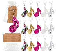 PH PandaHall 30 Sets Musical Note Keychain Favors 5 Colors Paillette Musical Note Pendant Keychains with 12x10cm Organza Bags and Gift Tags for Carnival Karaoke Party Favor Birthday Guest Return Gift