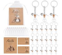 PH PandaHall 30 Sets Mustard Seed Keychain Christian Gifts Includes Empty Glass Bottles with Cross Faith Charms Organza Gift Bags Faith Paper Cards Round Bottle Kay Ring Set for Party Wedding Favors