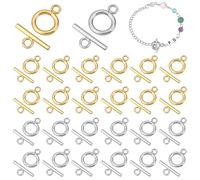 PH PandaHall 30 Sets Toggle Clasps, 12mm OT Clasps 304 Stainless Steel T Bar Clasps Closure Clip Circle Clasp Connector Jewellery Clasps Closure for Necklaces Bracelets Jewellery DIY Craft Making