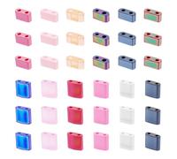 PH PandaHall 300pcs 12 Colors 2-Hole Glass Tila Beads, Square & Rectangular, Grey