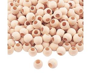 PH PandaHall 300pcs 14mm Wooden Beads Large Hole 6mm Hole Unfinished Bead Natural Wood Loose Bead Spacers Hair Beads for Braided Hair Crafts Jewellery Making Macrame Garland Decorations