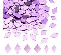 PH PandaHall 300pcs 3 Sizes Rhombus Sew on Mirrors, Acrylic Mirror DIY Mirrored Rhinestones Mirror Piece Loose Bead Links with 2 Holes for Evening Dress Costume Dance Party Bags Cloth Garment, Purple