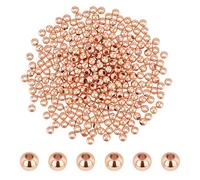 PH PandaHall 300pcs 3mm Smooth Round Beads Rose Gold Spacer Beads Metal Bead Seamless Ball Bead Long-Lasting Plated Loose Spacers for Summer Hawaii Stackable Bracelet Necklace Earring Jewellery Making