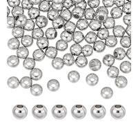 PH PandaHall 300PCS 4mm Spacer Bead Jewellery Silver Beads Small Brass Spacers Beads Loose Bead Smooth Round Metal Seed Bead for DIY Layered Necklace Bracelet Jewellery Making