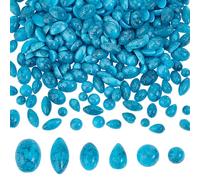 PH PandaHall 300pcs 6 Styles Turquoise Stone Cabochon Half Round Synthetic Cabochon Tiles Oval Flatback Stones Texture Teardrop Stone Beads for Earrings Necklace Bracelet Jewellery Craft Making