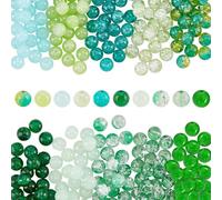 PH PandaHall 300pcs Green Glass Beads 8mm St. Patrick's Day Beads Craft Beads Bracelet Loose Beads Round Spacers Beads for Jewellery Making Spring Home Decor Earring Necklace Bracelet