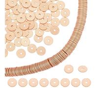 PH PandaHall 300pcs Rose Gold Spacer Beads 6mm Flat Round Spacer Beads Heishi Disc Bead Long-Lasting Loose Bead for Jewellery Making Summer Stackable Bracelets Necklaces DIY Craft, Hole: 1.2mm
