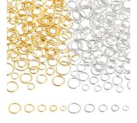 PH PandaHall 300pcs Silver and Gold Jump Rings Brass Jump Rings, 5/6/7/8/10mm Closed Jump Rings Soldered Jump Rings Connectors Junction Rings for Jewellery Bracelet Necklace Making Crafts