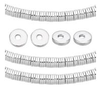 PH PandaHall 300pcs Silver Plated Disc Spacer Beads 4mm Flat Round Spacer Bead Bread Heishi Beads Long-Lasting Jewellery Metal Spacers for DIY Bracelet Necklace Earring Jewellery Beading Making