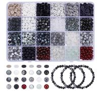 PH PandaHall 3012pcs Black White Beads Kit for Jewellery Making, 6mm Glass Bead Smooth Round Beads Clay Bead for Bracelet Necklace Beaded Pens Crafts Jewellery Making Halloween Decor