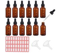 PH PandaHall 30ml 12pcs Glass Bottles with Droppers, Glass Dropper Bottle Brown Dropper Bottles with Labels and Funnel Glass Tincture Bottles with Graduated for Essential Oils Perfumes Aromatherapy