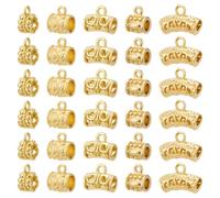 PH PandaHall 30pcs 18K Gold Plated Bail Beads 5 Styles Tube Spacer Bead Hollow Charms Beads with Loop Bead Hanger Charms for European Bracelet Jewellery Making DIY Craft