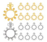 PH PandaHall 30pcs 2 Colours Finger Rosary Ring Pocket Rosary for Men Women Funeral Favors for Guests, Cross Prayer Ring for Baptism Favors for Guests Christian Funeral Party