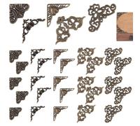 PH PandaHall 30pcs 5 Styles Book Corner Vintage Style Metal Box Corner Protector Guard Desk Edge Decorative Safety Corner for School Furniture Card Making Jewellery Box Case Desk DIY Crafts 1~2.5"