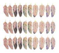 PH PandaHall 30pcs 5 Styles Feather Charms, 1.5 Inch Enamel Feather Pendants Gradient Bohemian Wing Charm Dream Catcher Charm for Necklace Earrings Keychain Jewellery Making DIY Crafts