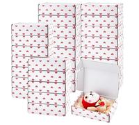 PH PandaHall 30pcs 6x4x1.5 inch Paper Mailer Boxes White Small Shipping Boxes Red Heart Gift Box Corrugated Cardboard Box for Shipping Packaging Craft Giving Mailing Products