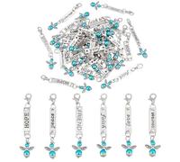 PH PandaHall 30pcs Angel Charms Love Faith Message Charm Angle Wing Charms Blue Pearl Dangles Angel Wing Pendants Alloy Pendants with Lobster clasp for Jewelry Making Necklace Earrings Keychains