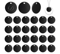 PH PandaHall 30pcs Blank Stamping Tags 15mm 304 Stainless Steel Flat Round Blank Stamping Tag Black Blank Coin Tags for Bracelets Necklaces Jewellery Making Dog Tags Pet Collar