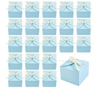 PH PandaHall 30pcs Blue Paper Gift Box Party Favors Box Foldable Candy Boxes Gift Packaging Boxes with Ribbon for Treat Birthday Valentine's Day Wedding Proposal Gifts Giving, 4.7x4.7x3.5 Inch