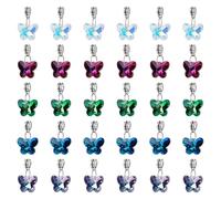 PH PandaHall 30pcs Butterfly Glass Charms 5 Colors Faceted Butterfly Pendants Crystal Dangle Charms with Bail Hanger Large Hole Transparent Charm for Summer Necklace Bracelet Jewellery Making