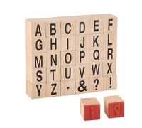 PH PandaHall 30pcs Capital Letters Wooden Stamps, A~Z Letter Wood Stamp Blocks Vintage Wooden Alphabet Letters Symbol Stamps for Craft Journaling Letter Diary and Scrapbooking Card Making, 2.4x1.5cm