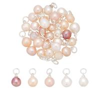 PH PandaHall 30pcs Elegant Natural Pearls Charm, Sliver Baroque Pearl Charm Pendant Freshwater Pearl Beads for Dangle Earrings Necklace Jewellery Making DIY Crafts, 9-10mm
