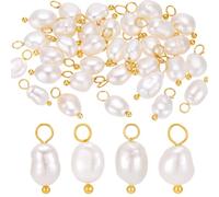 PH PandaHall 30pcs Freshwater Pearl Charms Golden Jewellery Making Bulk Beads 12.5mm Pendant Charms with 2.3mm Hole for Necklace Bracelet Earring Craft Christmas Birthday Mother’s Day Gift Decoration