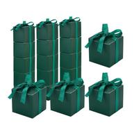 PH PandaHall 30pcs Green Gift Boxes, 5.5x5.5x5.5cm Paper Box with Lid Small Jewellery Candy Treat Boxes with Ribbon for Wedding Baptism Party Candy Candle Mugs Presents Crafting Packing
