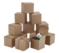 PH PandaHall 30pcs Mini Christmas Box 4cm Paper Gift Box Foldable Candy Boxed Party Favor Boxes for Gift Packaging Wedding Valentine's Day Proposal Party Decor, Brown
