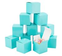 PH PandaHall 30pcs Mini Gift Boxes Blue Paper Boxes Corrugated Cardboard Boxes Small Paper Gift Packaging Box Foldable Cardboard Ring Treat Earring Tiny Favor Jewelry Boxes for Wedding 2x2x2 Inch