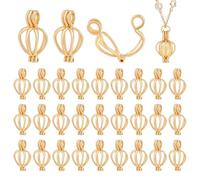 PH PandaHall 30pcs Pearl Cage Locket Pendants, Gold Pearl Cage Charm Brass Hollow Beads Holder Openable Stone Holder Cage Pendants for Necklace Earrings Jewellery Making DIY Craft, for Beads Below 9mm