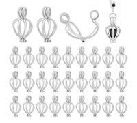 PH PandaHall 30pcs Pearl Cage Locket Pendants, Platinum Pearl Cage Charm Brass Hollow Beads Holder Openable Stone Holder Cage Pendants for Necklace Earrings Jewellery Making Craft, for Beads Below 9mm