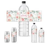 PH PandaHall 30pcs Water Bottle Labels Pink Roses Oh Baby Drink Stickers for Baby Shower Self Adhesive Bottel Wraps for Wedding Celebration Festival Birthday 8.5x2.5 inches (21.6x6.4cm)
