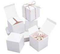 PH PandaHall 30pcs White Christmas Box Paper Gift Boxes Mini Cardboard Box with Lid Gift Wrap Boxes for Treat Present Party Favor Wedding Birthday Valentine's Day 9x9x9cm