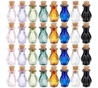 PH PandaHall 32 Pcs Coloured Glass Bottles with Cork Stoppers 2ml Mini Spell Jars Tiny Potion Bottles 8 Colours Mini Bottles Glass Wishing Bottle for Perfume Essential Oil Storage Craft Projects