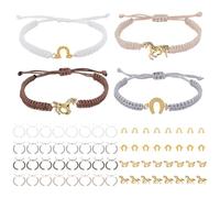 PH PandaHall 32 Sets Horse Bracelets Making Kits Horse Shoe Bracelet Making Kits DIY Adjustable Braided Waxed Cord Bracelets for Cowboy Cowgirl Wedding Bridal Shower Party Favors
