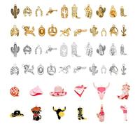 PH PandaHall 32 Styles Western Theme Charms 52pcs Cowboy Cowgirl Charms Boots Hat Enamel Pendants Horse Cactus Charm for Jewellery Making Bracelet Necklace Earrings DIY Craft Party Home Decor