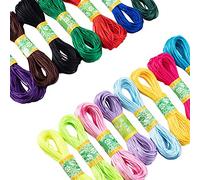 PH PandaHall 328 Yards Nylon Thread 15 Colours Satin Cord 1.5mm Bracelet String Drawstring Cord Rattail Satin Nylon Trim Cords Chinese Knot Kumihimo String Beading Thread for DIY Jewellery Making