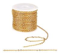PH PandaHall 32fts Cross Gold Chain for Jewellery Making Cable Craft Chain | Iron Jewellery Chains Metal Link Chains for Men Women Necklace Bracelet DIY Jewellery Making Repair Beginner Professional