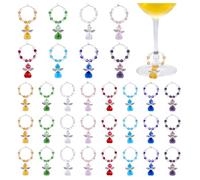 PH PandaHall 32Pcs 16 Colours Glass Angel Wine Glass Charms, Wine Glass Markers Tags Angel Glass Charms Identifier Rings Tags Drink Markers for Wine Tasting Party Favors Decorations
