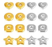 PH PandaHall 32pcs 4 Styles 18K Gold Plated Spacer Beads 15.5~19.5mm 304 Stainless Steel Star Square Heart Spacer Bead Stopper Beads for Bracelets Summer Necklace Wedding Hole: 3.5~3.8mm