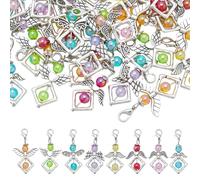 PH PandaHall 32pcs 8 Colours Angel Wing Charms, 1.6 inch Angel Fairy Pendants Dangle Charm Guardian Fairy Pendants with Lobster Claw Clasps for Necklace Keychain Jewellery Stitch Markers Making