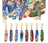 PH PandaHall 32pcs 8 Colours Feather Charms Feather Keychain Printed Enamel Pendants Bohemian Vintage Style Charms for Jewellery Making Keychain Dreamcatcher DIY Crafts Home Dector 2 Inch