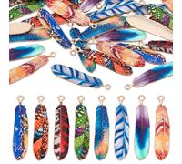 PH PandaHall 32Pcs Feather Charms, 8 Colors Feather Pendants Enamel Feathers Pendants Native American Charms Metal Leaf Plumage Charm Beads for Dreamer Catcher Necklace Bracelet Jewelry Making