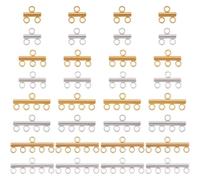 PH PandaHall 32pcs Slide Clasp Lock 4 Style Necklace Layering Clasps 2 Colors Layered Spacer Clasp 304 Stainless Steel Tube Lock Connectors for Layered Bracelet Necklace Jewellery, 3/4/5/6 Loops